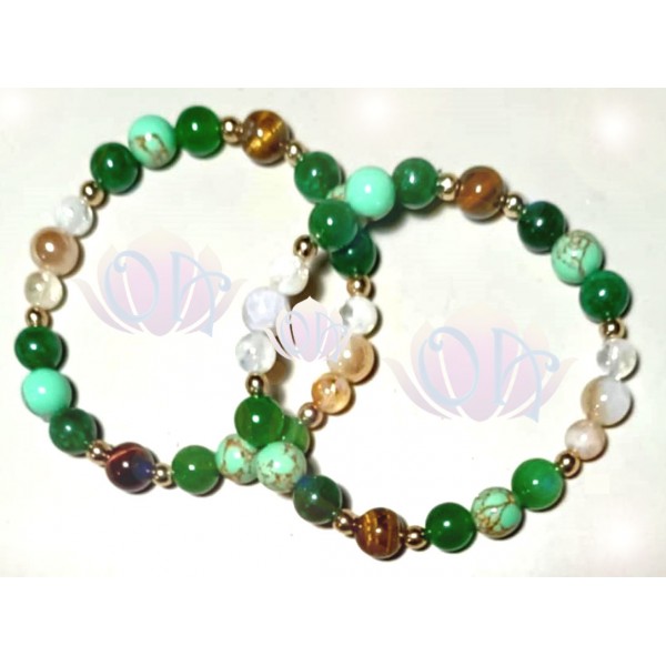 PULSEIRA ANCESTRAL - 5º RAIO - CHAMA VERDE (C/ PEDRAS PRECIOSAS)